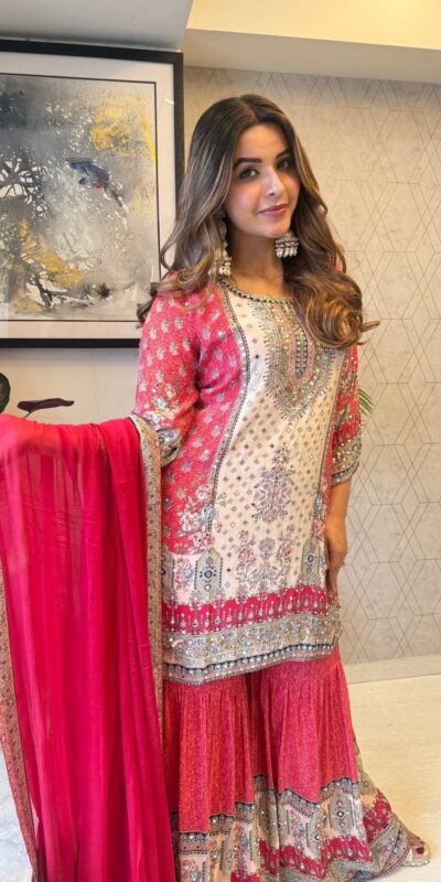 BE 387 Red Color Chinon Printed With Real Mirror Work Salwar Suit Casual, Wedding, Festive, Events . Expected Delivery 4-6 Working Days @1899/- only | Casual Suits, Jump Suits, Creative suits, Designer Suits, Palazzo Suits, Party Wear Suits, Patiala Suits, Salwar suit, Straight Suits