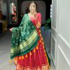 Red Gaji Silk Lagdi patta Lehenga Choli
