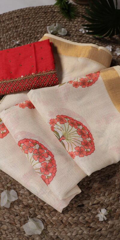 YNF 7205 Red Color Onam Printed With Banglory Blouse Saree Casual, Wedding, Festive, Events . Expected Delivery 4-6 Working Days @1749/- only | Embroidered Sarees, Bollywood Sarees, Creative Sarees, Designer Sarees, Ethnic Saree, Modern Digital sarees, Party Wear Sarees, Sarees