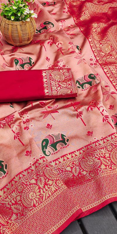 KP 6004 Red Soft Lichi Silk Jacquard Work With Designer Work Saree. Grab it for ₹1499. Delivery 4-6 Working Days. Shop now. | Embroidered Sarees, Bollywood Sarees, Creative Sarees, Designer Sarees, Ethnic Saree, Modern Digital sarees, Party Wear Sarees, Sarees