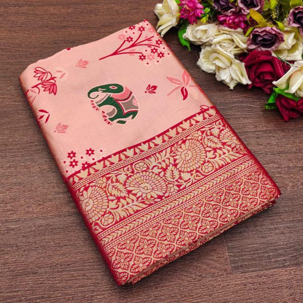 KP 6004 Red Soft Lichi Silk Jacquard Work With Designer Work Saree. Grab it for ₹1499. Delivery 4-6 Working Days. Shop now. | Embroidered Sarees, Bollywood Sarees, Creative Sarees, Designer Sarees, Ethnic Saree, Modern Digital sarees, Party Wear Sarees, Sarees