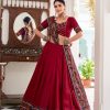 Red Tasar Gamthi Print Work Lehenga Choli