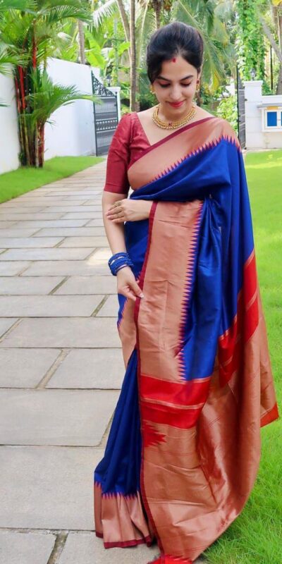 KP 3053 Royal Blue Soft Lichi Silk With Lace Jacquard Border Saree Work. Grab it for ₹1449. Delivery 4-6 Working Days. Shop now. | Embroidered Sarees, Bollywood Sarees, Creative Sarees, Designer Sarees, Ethnic Saree, Modern Digital sarees, Party Wear Sarees, Sarees