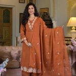 Rust Rayon Embroidery Salwar Suit