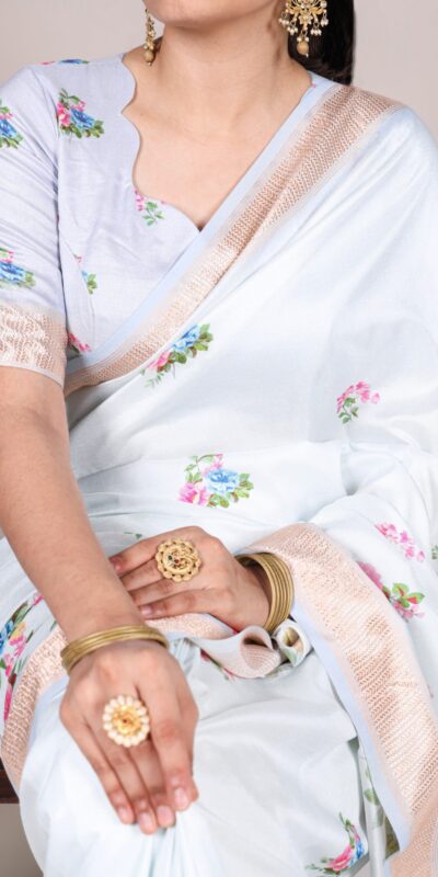 YNF 7015 Sky Blue Color Tussar Silk With Viscose Border Printed Saree Casual, Wedding, Festive, Events . Expected Delivery  4-6 Working Days @1699/- only                                                                                | Embroidered Sarees, Bollywood Sarees, Creative Sarees, Designer Sarees, Ethnic Saree, Modern Digital sarees, Party Wear Sarees, Sarees