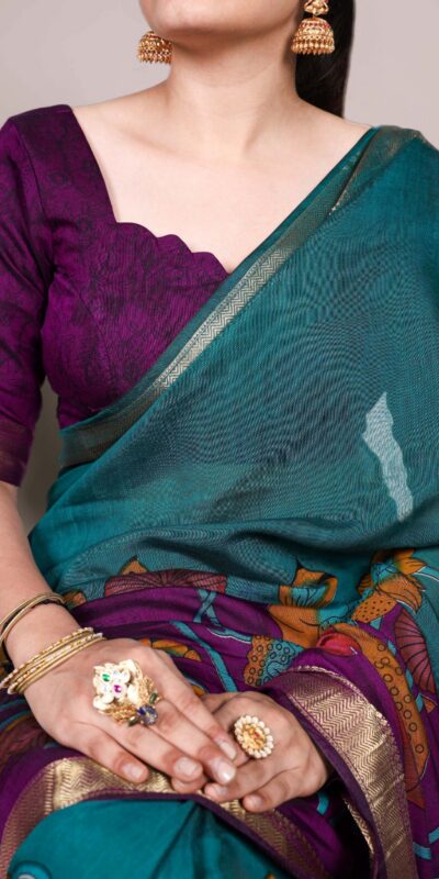 YNF 7036 Teal Color Polyester Chanderi Printed Zari Weaving Work Saree Casual, Wedding, Festive, Events . Expected Delivery  4-6 Working Days @1499/- only                                                                                | Embroidered Sarees, Bollywood Sarees, Creative Sarees, Designer Sarees, Ethnic Saree, Modern Digital sarees, Party Wear Sarees, Sarees