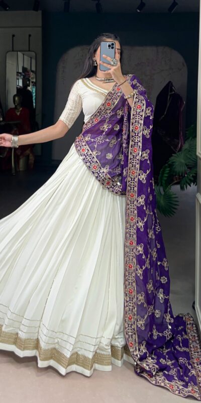 LNB 1665 White Color Pure Rayon Zari Weaving Work With Lace Touch Up Lehenga Choli Wedding, Party, Festive, Events Etc. Delivery 4-6 Working Days Rs 3399 | Creative Lehenga, Bollywood Lehenga, Designer Lehenga, Embroidered Lehenga, Lehenga, Party Wear Lehenga