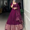 Wine Chanderi Weaving Lehenga Choli
