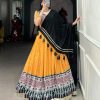 Yellow Rayon Ajarakh Print Lehenga Choli