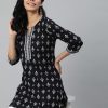 Black Cotton Printed Kurti