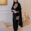 Black Crape Silk Embroidery Work Salwar Suit