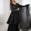 Black Crunchy Silk Embroidery Work Salwar Suit