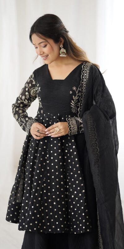 ZSR 3134 Black Crunchy Silk Salwar Suit Perfect for Wedding, Party, Sangeet, Anniversary, Housewarming Introductory Price ₹2399. Delivery 4-6 | Casual Suits, Jump Suits, Creative suits, Designer Suits, Palazzo Suits, Party Wear Suits, Patiala Suits, Salwar suit, Straight Suits