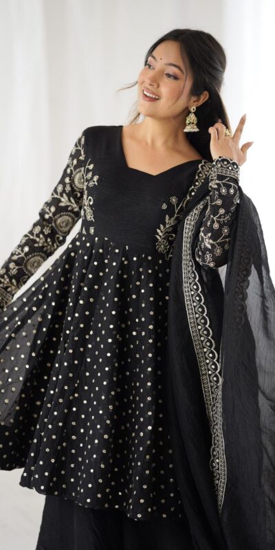 ZSR 3134 Black Crunchy Silk Salwar Suit Perfect for Wedding, Party, Sangeet, Anniversary, Housewarming Introductory Price ₹2399. Delivery 4-6 | Casual Suits, Jump Suits, Creative suits, Designer Suits, Palazzo Suits, Party Wear Suits, Patiala Suits, Salwar suit, Straight Suits