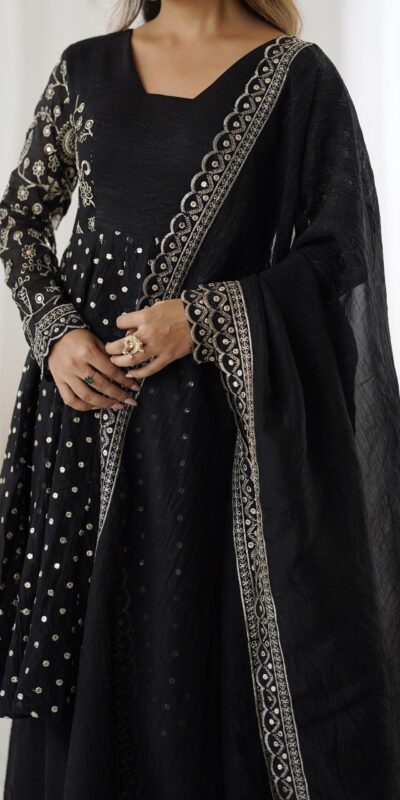 ZSR 3134 Black Crunchy Silk Salwar Suit Perfect for Wedding, Party, Sangeet, Anniversary, Housewarming Introductory Price ₹2399. Delivery 4-6 | Casual Suits, Jump Suits, Creative suits, Designer Suits, Palazzo Suits, Party Wear Suits, Patiala Suits, Salwar suit, Straight Suits