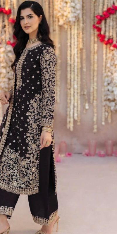 SRK 5238 Black Faux Georgette With 5mm Embroidery Sequence Work with Beads Work Wedding, Party, Festive, Events, 4-6 Working Days At 2399 | Casual Suits, Jump Suits, Creative suits, Designer Suits, Palazzo Suits, Party Wear Suits, Patiala Suits, Salwar suit, Straight Suits
