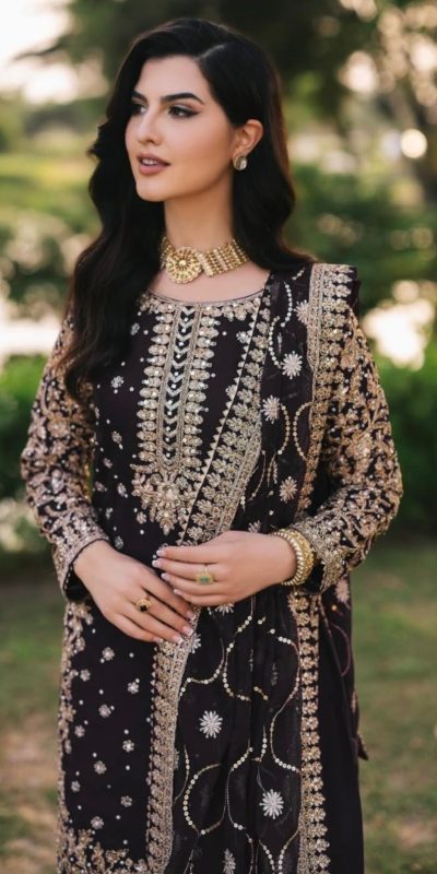 SRK 5238 Black Faux Georgette With 5mm Embroidery Sequence Work with Beads Work Wedding, Party, Festive, Events, 4-6 Working Days At 2399 | Casual Suits, Jump Suits, Creative suits, Designer Suits, Palazzo Suits, Party Wear Suits, Patiala Suits, Salwar suit, Straight Suits