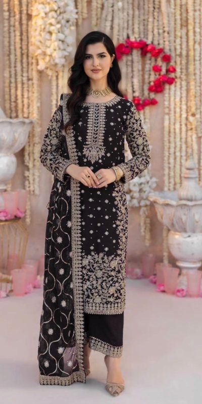 SRK 5238 Black Faux Georgette With 5mm Embroidery Sequence Work with Beads Work Wedding, Party, Festive, Events, 4-6 Working Days At 2399 | Casual Suits, Jump Suits, Creative suits, Designer Suits, Palazzo Suits, Party Wear Suits, Patiala Suits, Salwar suit, Straight Suits