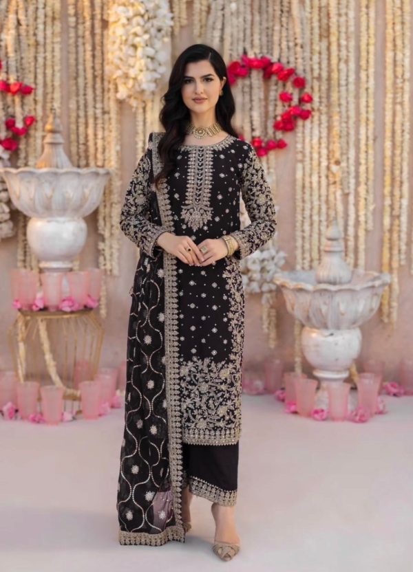 SRK 5238 Black Faux Georgette With 5mm Embroidery Sequence Work with Beads Work Wedding, Party, Festive, Events, 4-6 Working Days At 2399 | Casual Suits, Jump Suits, Creative suits, Designer Suits, Palazzo Suits, Party Wear Suits, Patiala Suits, Salwar suit, Straight Suits