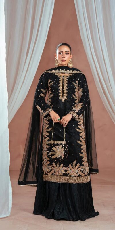 KF 1705 Black Fuax Georgette With Embroidery Work Salwar Suit . Wedding, Party, Festive, Events, Deal ₹2049. Delivery 4-6 Working Days. Shop now. | Casual Suits, Jump Suits, Tops & Bottoms, Track Suits, Trendy Wear, Creative suits, Designer Suits, Palazzo Suits, Party Wear Suits, Patiala Suits, Salwar suit, Straight Suits