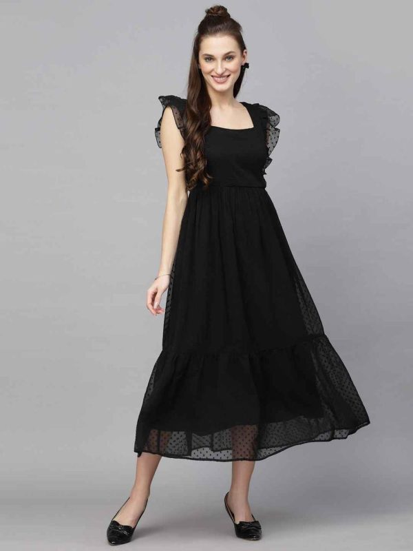 INLI Trendy Black in Georgette Butti Designer Gown . Wedding, Party, Festive Affordable Price ₹1399. Delivery 4-6 Working Days. Shop now. | Bollywood Gowns, Creative Gowns, Designer Gowns, Embroidered Gowns, Gowns, Party Wear Gowns