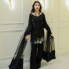 Black Natural Crep Silk Embroidery Salwar Suit