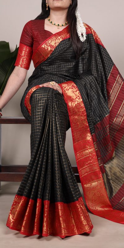 YNF 7405 Black Poly Cotton With Zari Work Saree . Wedding, Party, Festive, Events Now at just ₹1449. Delivery 4-6 Working Days. Shop now. | Embroidered Sarees, Bollywood Sarees, Creative Sarees, Designer Sarees, Ethnic Saree, Modern Digital sarees, Party Wear Sarees, Sarees