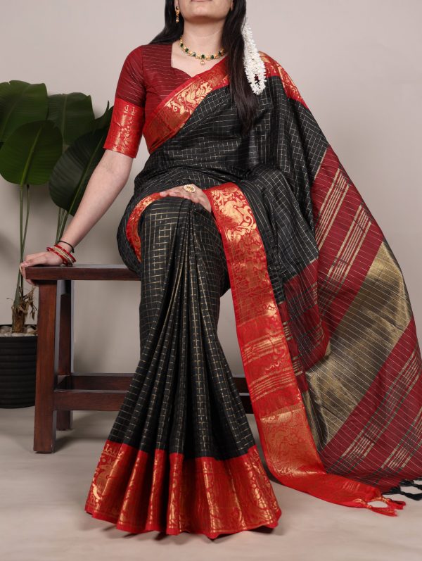 YNF 7405 Black Poly Cotton With Zari Work Saree . Wedding, Party, Festive, Events Now at just ₹1449. Delivery 4-6 Working Days. Shop now. | Embroidered Sarees, Bollywood Sarees, Creative Sarees, Designer Sarees, Ethnic Saree, Modern Digital sarees, Party Wear Sarees, Sarees