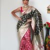 Black Soft Cotton Silk Golden Waving Saree  