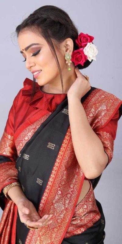 KP 3032 Black  Color Soft Lichi Silk Jacquard On All Over Saree Casual, Party Wear, Wedding, Events Etc. Expected Delivery 4-6 Working Days @1449/- | Bollywood Sarees, Creative Sarees, Designer Sarees, Embroidered Sarees, Ethnic Saree, Modern Digital sarees, Party Wear Sarees, Sarees