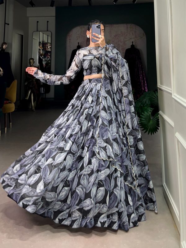 LNB 1027 Black Color Tabby Silk Lehenga Choli with Designer Work. Exclusive Offer ₹1999. Delivery 4-6 Working Days. Shop now. | Creative Lehenga, Bollywood Lehenga, Designer Lehenga, Embroidered Lehenga, Lehenga, Party Wear Lehenga