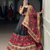 LNB 1734 Black Tasar Silk Gamthi Work With MirrorWork Lehenga Choli Introductory Price ₹2999. Delivery 4-6 Working Days. Shop now. | Creative Lehenga, Bollywood Lehenga, Designer Lehenga, Embroidered Lehenga, Lehenga, Party Wear Lehenga