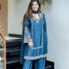 Blue German Chiffon With Embroidery Work Slawar Suit