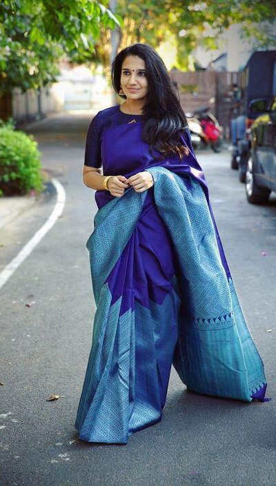 KP 2035 Blue Soft Lichi Silk Saree Perfect for Wedding, Party, Karwa Chauth, Pongal, Haldi . Available at ₹1399 only. Delivery 4-6 Working Days. | Embroidered Sarees, Bollywood Sarees, Creative Sarees, Designer Sarees, Ethnic Saree, Modern Digital sarees, Party Wear Sarees, Sarees