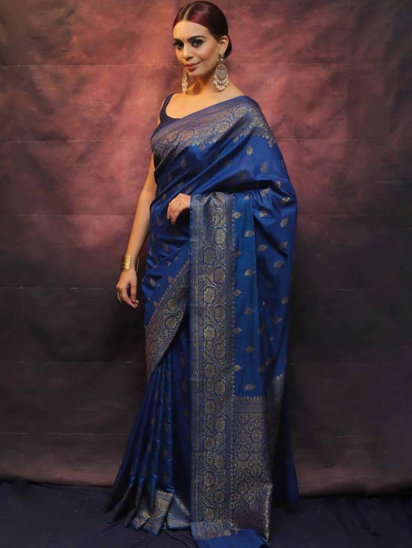 KP 6010 Blue Soft Lichi Silk Jacquard Saree Perfect for Wedding, Party, Traditional Day, Family Gatherings, Sangeet . Grab it for ₹1349. Delivery 4-6 W | Embroidered Sarees, Bollywood Sarees, Creative Sarees, Designer Sarees, Ethnic Saree, Modern Digital sarees, Party Wear Sarees, Sarees