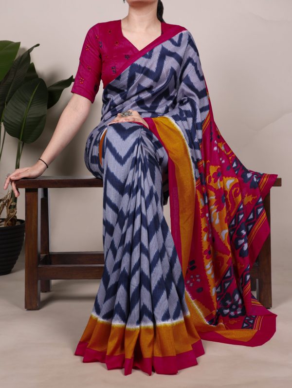 Blue Tasar Silk Saree