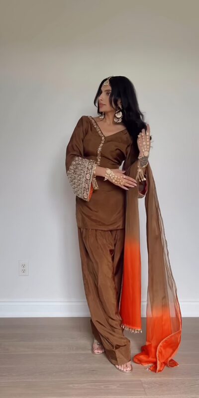 NSR 854 Brown Natural Satin Silk Sequence Work with Lace Work & Embroidery Work Salwaar Suit Now at just ₹1799. Delivery 4-6 Working Days. Shop now. | Casual Suits, Jump Suits, Creative suits, Designer Suits, Palazzo Suits, Party Wear Suits, Patiala Suits, Salwar suit, Straight Suits