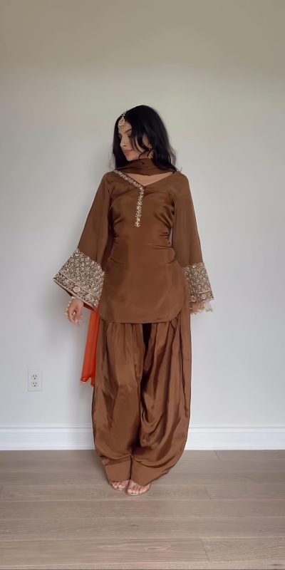 NSR 854 Brown Natural Satin Silk Sequence Work with Lace Work & Embroidery Work Salwaar Suit Now at just ₹1799. Delivery 4-6 Working Days. Shop now. | Casual Suits, Jump Suits, Creative suits, Designer Suits, Palazzo Suits, Party Wear Suits, Patiala Suits, Salwar suit, Straight Suits