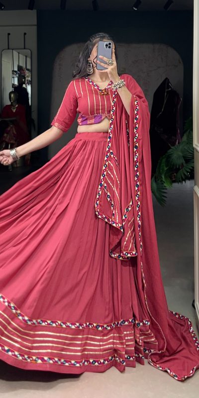 LNB 1659 Dark Pink Color Pure Rayon With Mirror Work & Gamthi Work. Lehenga Choli Price ₹4199.Introductory Delivery 4-6 Working Days. Shop now. | Creative Lehenga, Bollywood Lehenga, Designer Lehenga, Embroidered Lehenga, Lehenga, Party Wear Lehenga