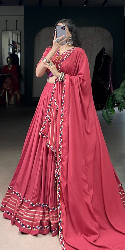 LNB 1659 Dark Pink Color Pure Rayon With Mirror Work & Gamthi Work. Lehenga Choli Price ₹4199.Introductory Delivery 4-6 Working Days. Shop now. | Creative Lehenga, Bollywood Lehenga, Designer Lehenga, Embroidered Lehenga, Lehenga, Party Wear Lehenga