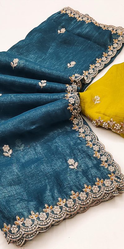 BT 1267 Firozi in Crunchy Chiffon Embroidery Work Saree . Wedding, Party, Festive, Events, Exclusive Offer ₹1749. Delivery 4-6 Working Days. Shop now. | Embroidered Sarees, Bollywood Sarees, Creative Sarees, Designer Sarees, Ethnic Saree, Modern Digital sarees, Party Wear Sarees, Sarees