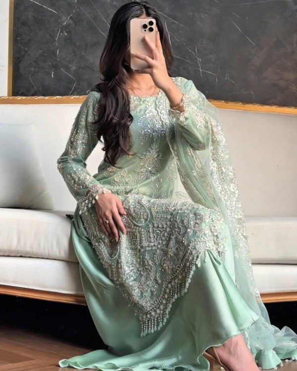 KF 1703 Firozi Soft Net with Lace Work & Embroidery Work Salwar Suit . Festive Deal ₹2049. Delivery 4-6 Working Days. Shop now. | Casual Suits, Creative suits, Designer Suits, Palazzo Suits, Party Wear Suits, Patiala Suits, Salwar suit, Straight Suits