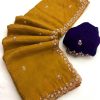 Gold Crunchy Chiffon Embroidery Work Saree