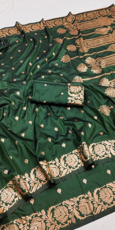 Green Banarasi Silk With Lace and Zari Work Saree