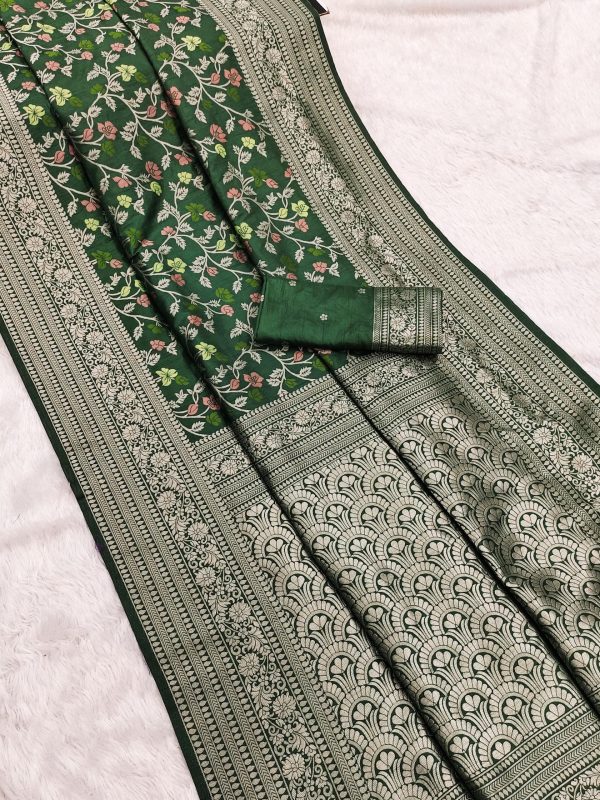Green Khaddi Pashmina Zari Work Saree