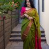 Green Soft Lichi Silk Jacquard Saree