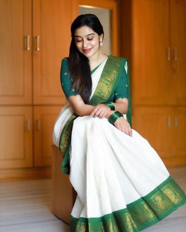 KP 3025 Green Soft Lichi Silk Saree Perfect for Wedding, Party, Baby Shower, Onam, Durga Puja . Available at ₹1449 only. Delivery 4-6 Working Days. | Embroidered Sarees, Bollywood Sarees, Creative Sarees, Designer Sarees, Ethnic Saree, Modern Digital sarees, Party Wear Sarees, Sarees
