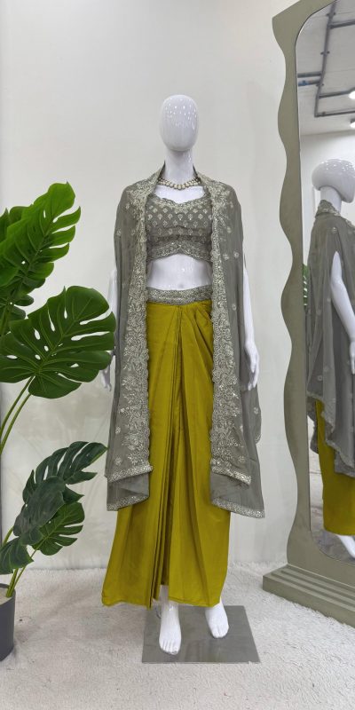 RTC 6493 Grey American Crep With Designer Work Dhoti Suit. Wedding, Party, Festive, Events Festive Deal ₹2149. Delivery 4-6 Working Days. Shop now. | Casual Suits, Jump Suits, Tops & Bottoms, Track Suits, Trendy Wear, Creative suits, Designer Suits, Palazzo Suits, Party Wear Suits, Patiala Suits, Salwar suit, Straight Suits