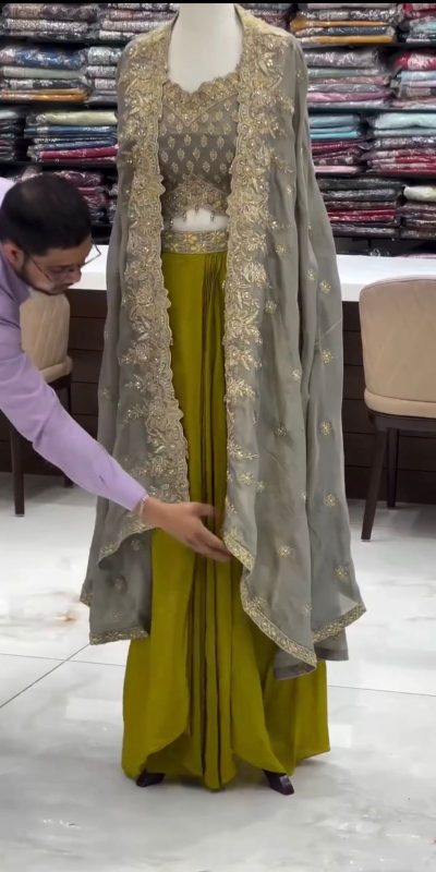 RTC 6493 Grey American Crep With Designer Work Dhoti Suit. Wedding, Party, Festive, Events Festive Deal ₹2149. Delivery 4-6 Working Days. Shop now. | Casual Suits, Jump Suits, Tops & Bottoms, Track Suits, Trendy Wear, Creative suits, Designer Suits, Palazzo Suits, Party Wear Suits, Patiala Suits, Salwar suit, Straight Suits