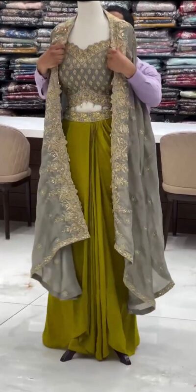 RTC 6493 Grey American Crep With Designer Work Dhoti Suit. Wedding, Party, Festive, Events Festive Deal ₹2149. Delivery 4-6 Working Days. Shop now. | Casual Suits, Jump Suits, Tops & Bottoms, Track Suits, Trendy Wear, Creative suits, Designer Suits, Palazzo Suits, Party Wear Suits, Patiala Suits, Salwar suit, Straight Suits